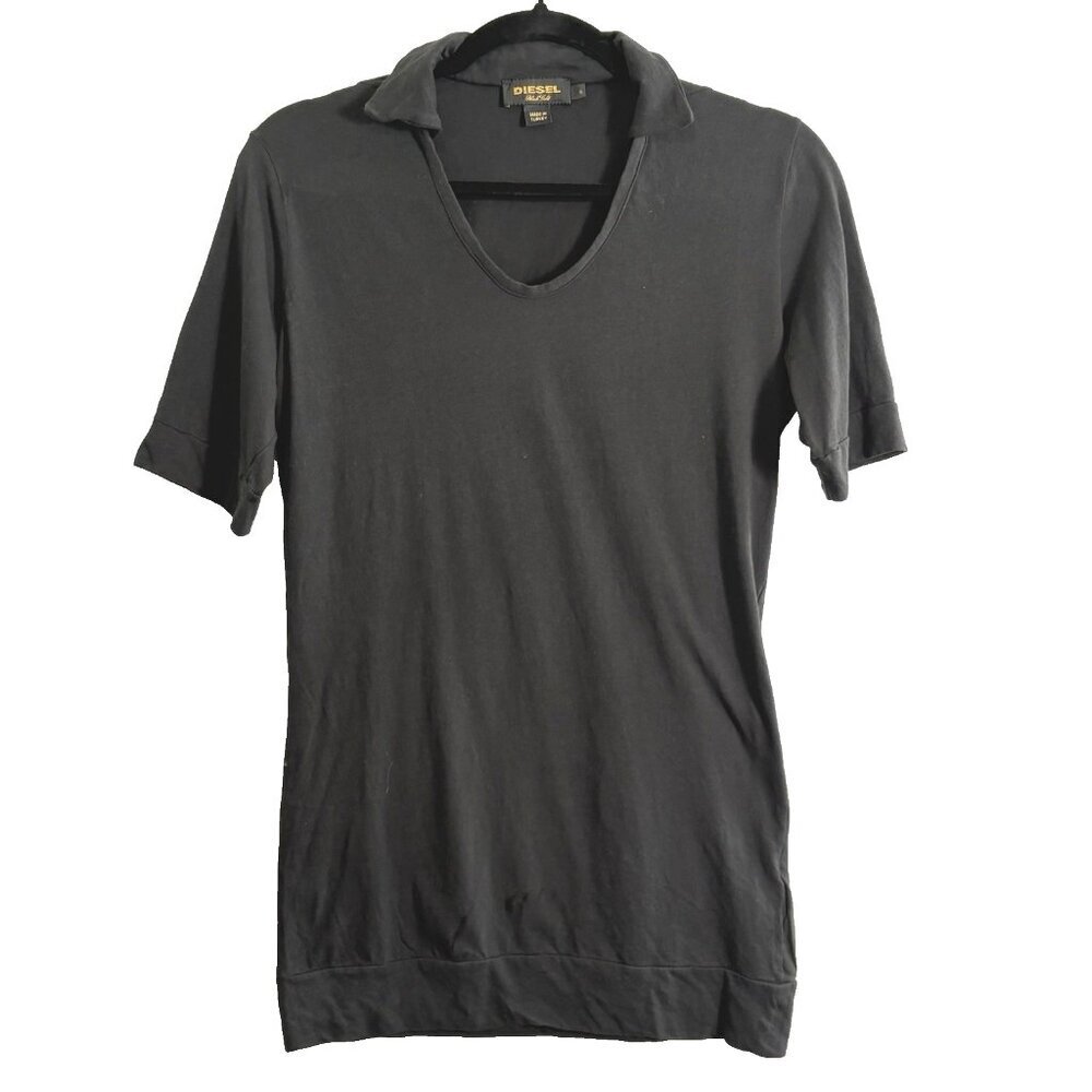 DIESEL Women Collared Idle Headed Pulloverโ Shirt Sz S Black Short Sleeve 54-15